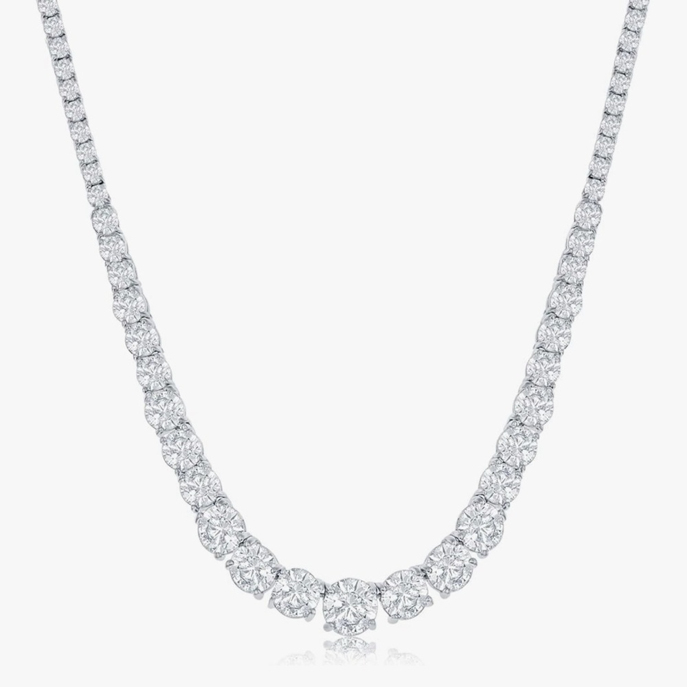 Elegant Silver Variegated Tennis Necklace